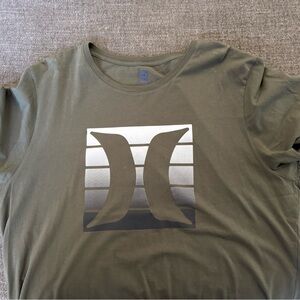 Hurley Olive Short Sleeve Tee with Silver Graphic